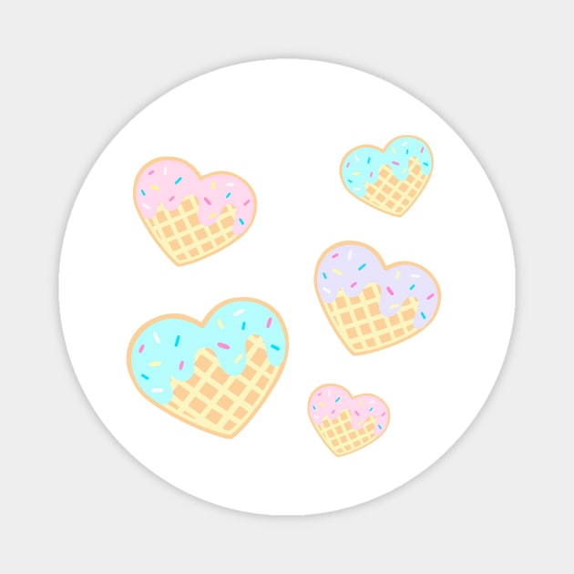 Cute Pastel Kawaii Waffle Hearts with Sprinkles Magnet by ichewsyou